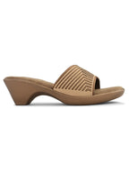Wedge Slide Sandals Pleated Upper Strap with Chevron