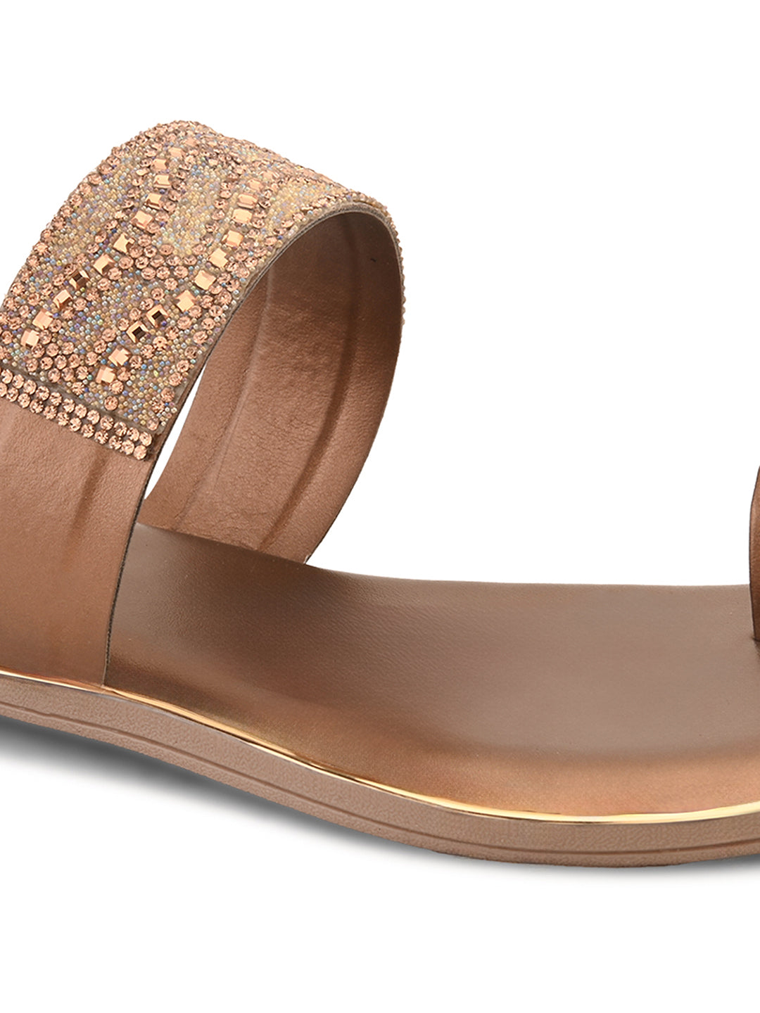 Elegant Embellished Toe-Ring Slip-On Flats