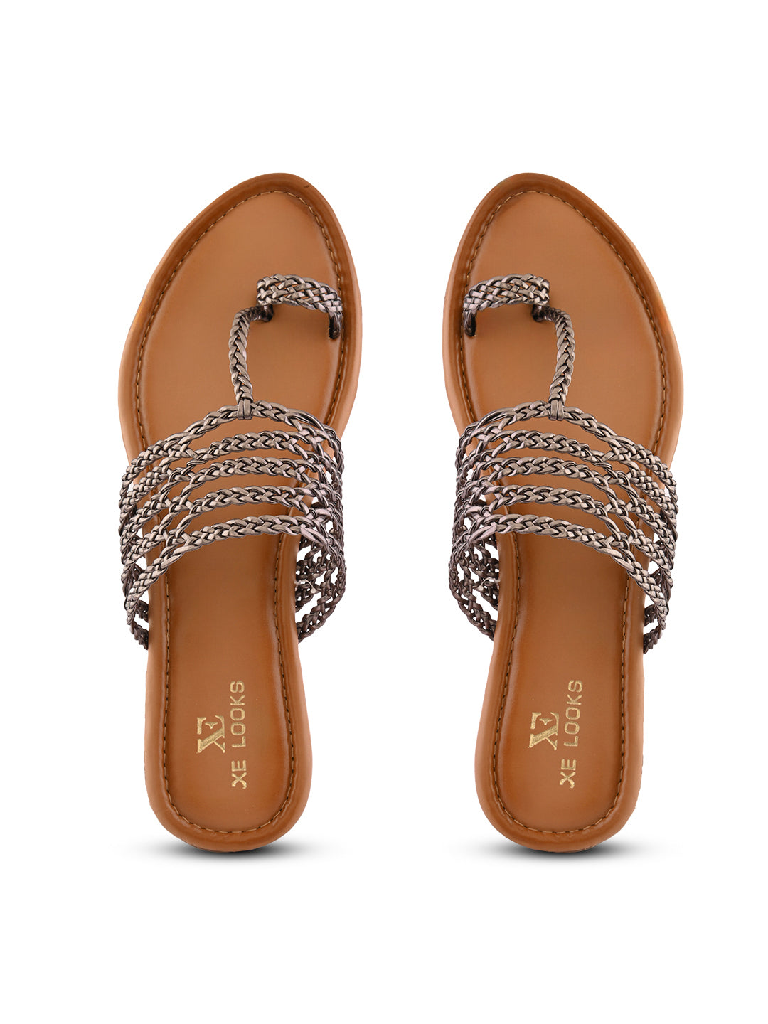 Multi-Strap Braided Toe-Ring Flats Sandal