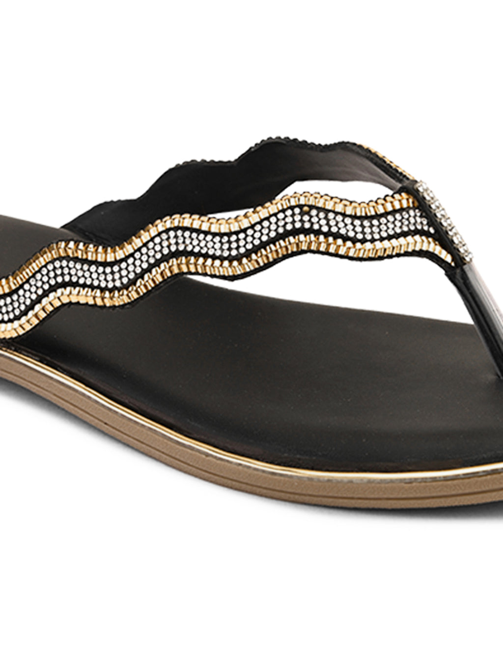 Traditional Slip-On Sandals with Stone-Styled Strap Design