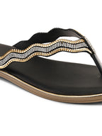 Traditional Slip-On Sandals with Stone-Styled Strap Design