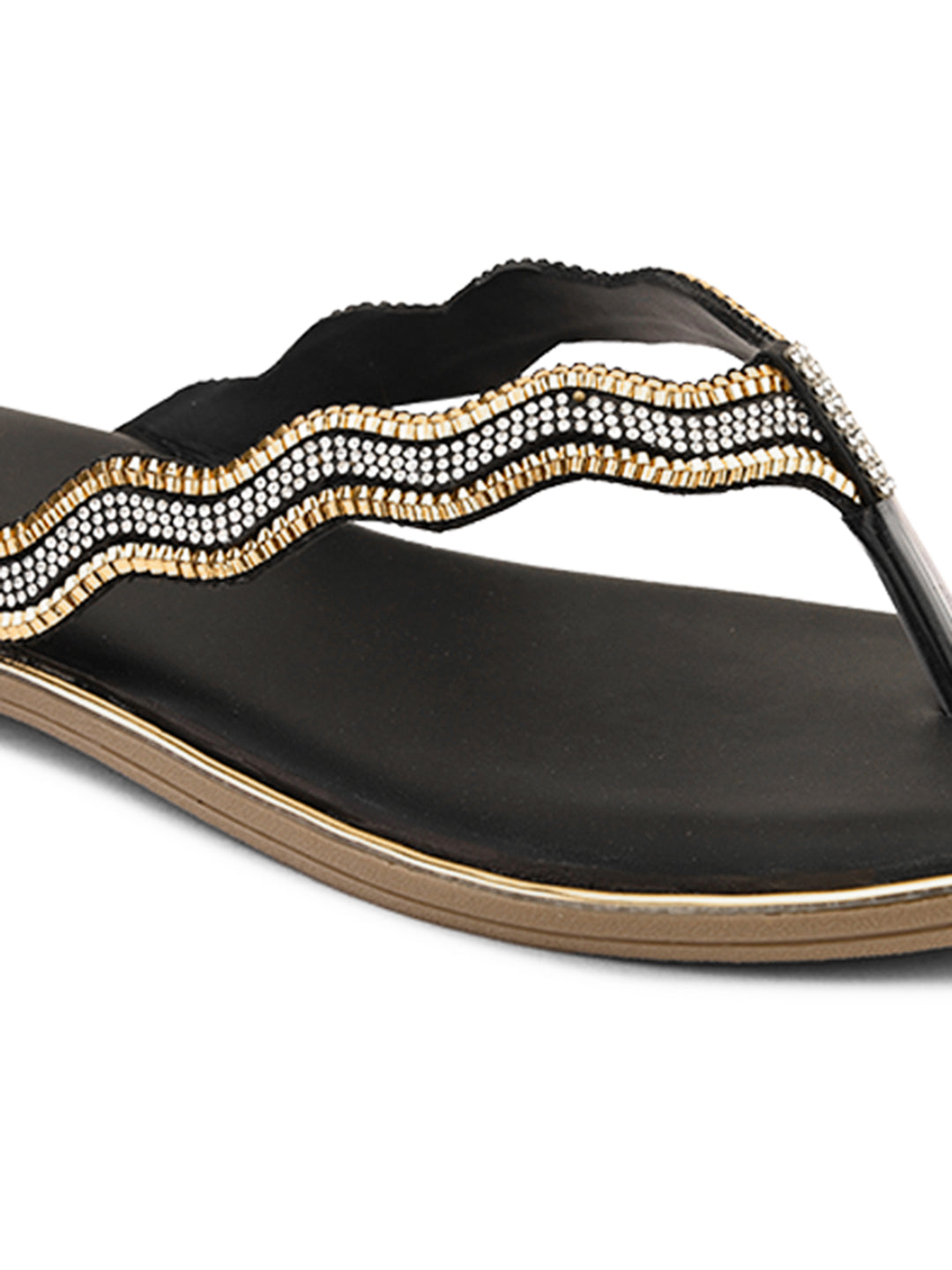 Traditional Slip-On Sandals with Stone-Styled Strap Design