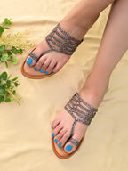 Multi-Strap Braided Toe-Ring Flats Slippers