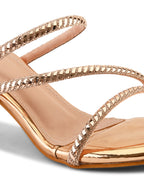 Criss-Cross Embellished Straps Block Heel Sandals