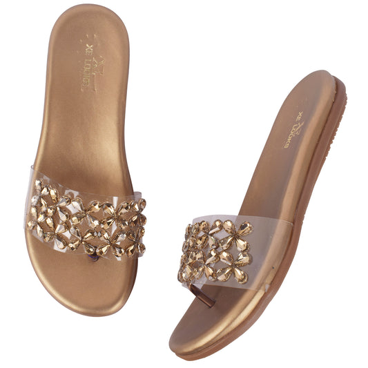 Elegant Stone Studded Fancy & Comfortable Flat Slippers