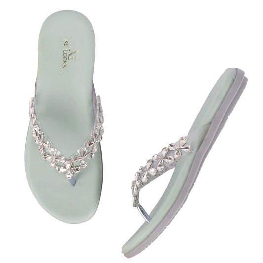 Modern Stone Studded & Glamorous Flat Slippers