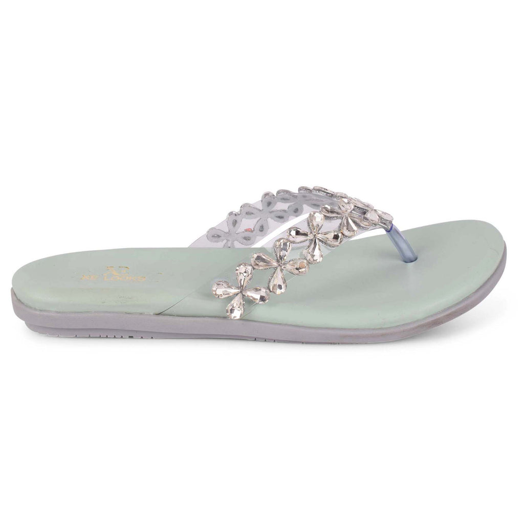 Modern Stone Studded & Glamorous Flat Slippers