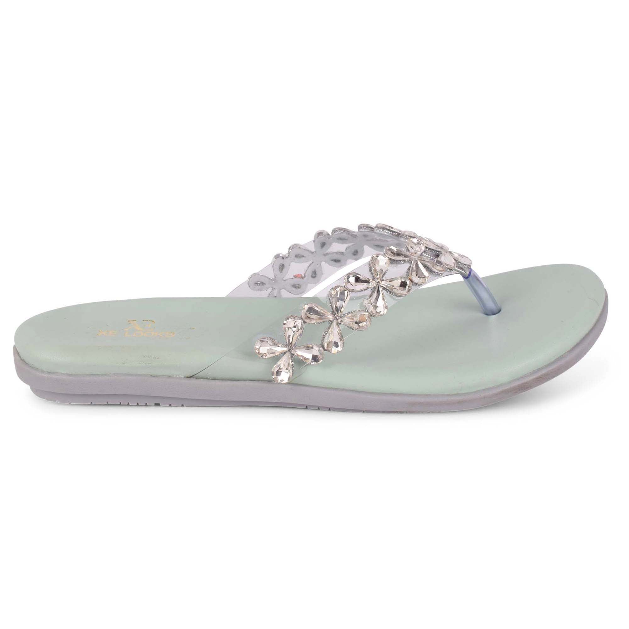 Modern Stone Studded & Glamorous Flat Slippers