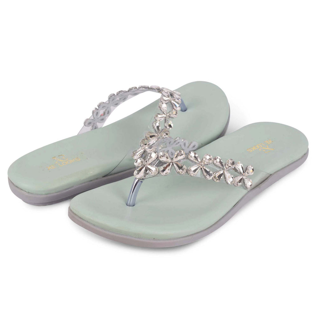 Modern Stone Studded & Glamorous Flat Slippers