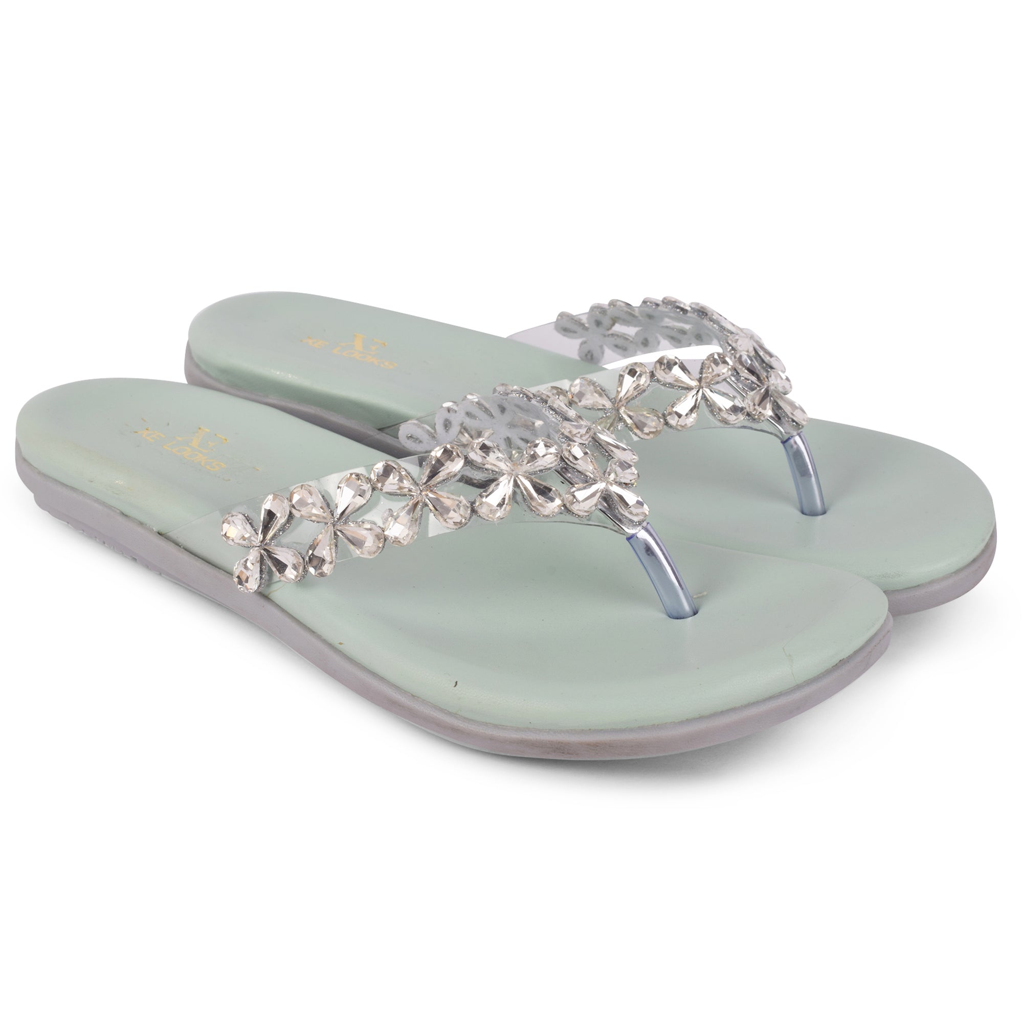 Modern Stone Studded & Glamorous Flat Slippers