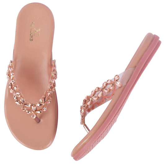 Modern Stone Studded & Glamorous Flat Slippers