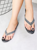 Classic & Graceful Siroski Design Comfortable Fashion Flat Slippers