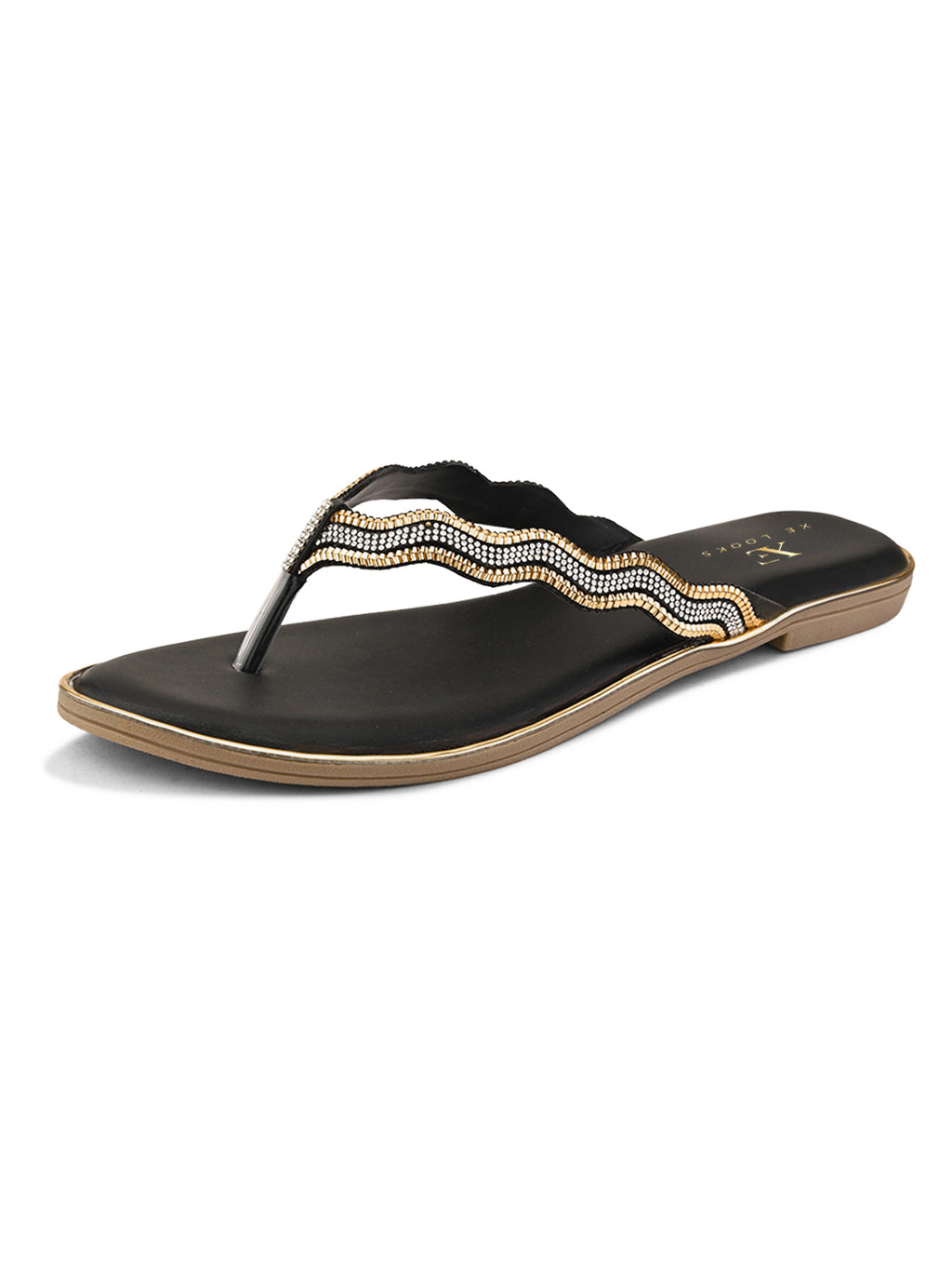 Traditional Slip-On Sandals with Stone-Styled Strap Design