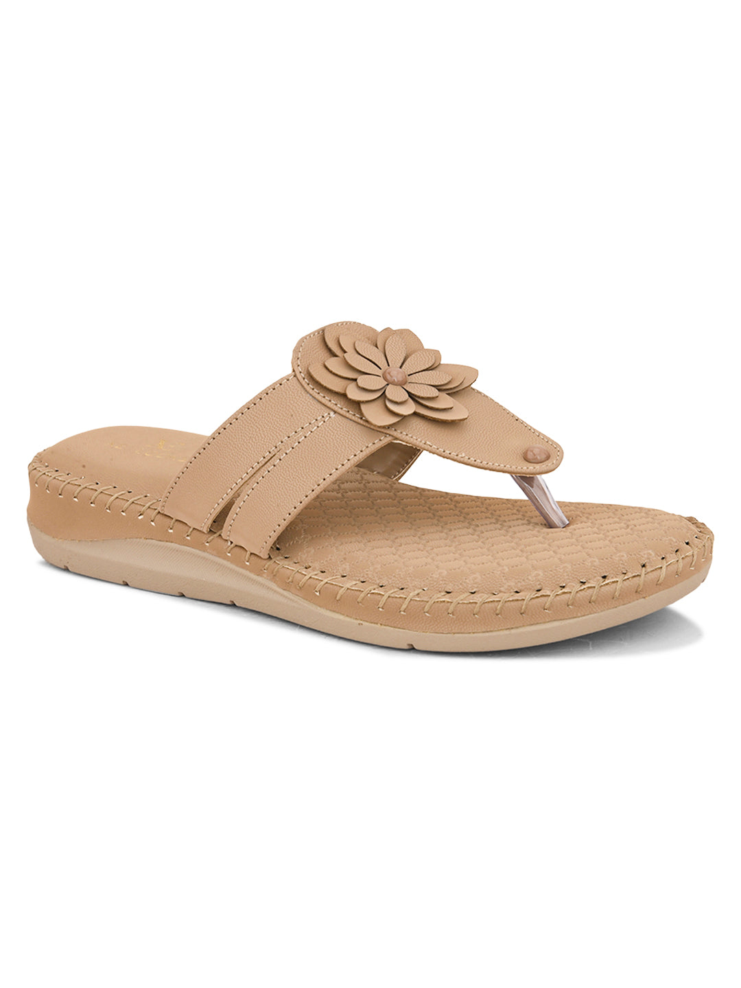 Orthopedic Flat Slippers - Flower Embellishment Flats