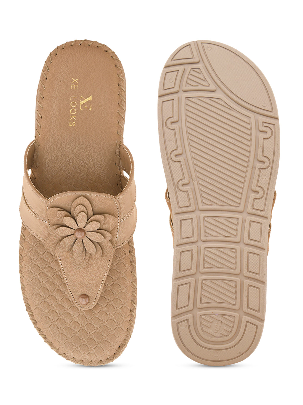 Orthopedic Flat Slippers - Flower Embellishment Flats