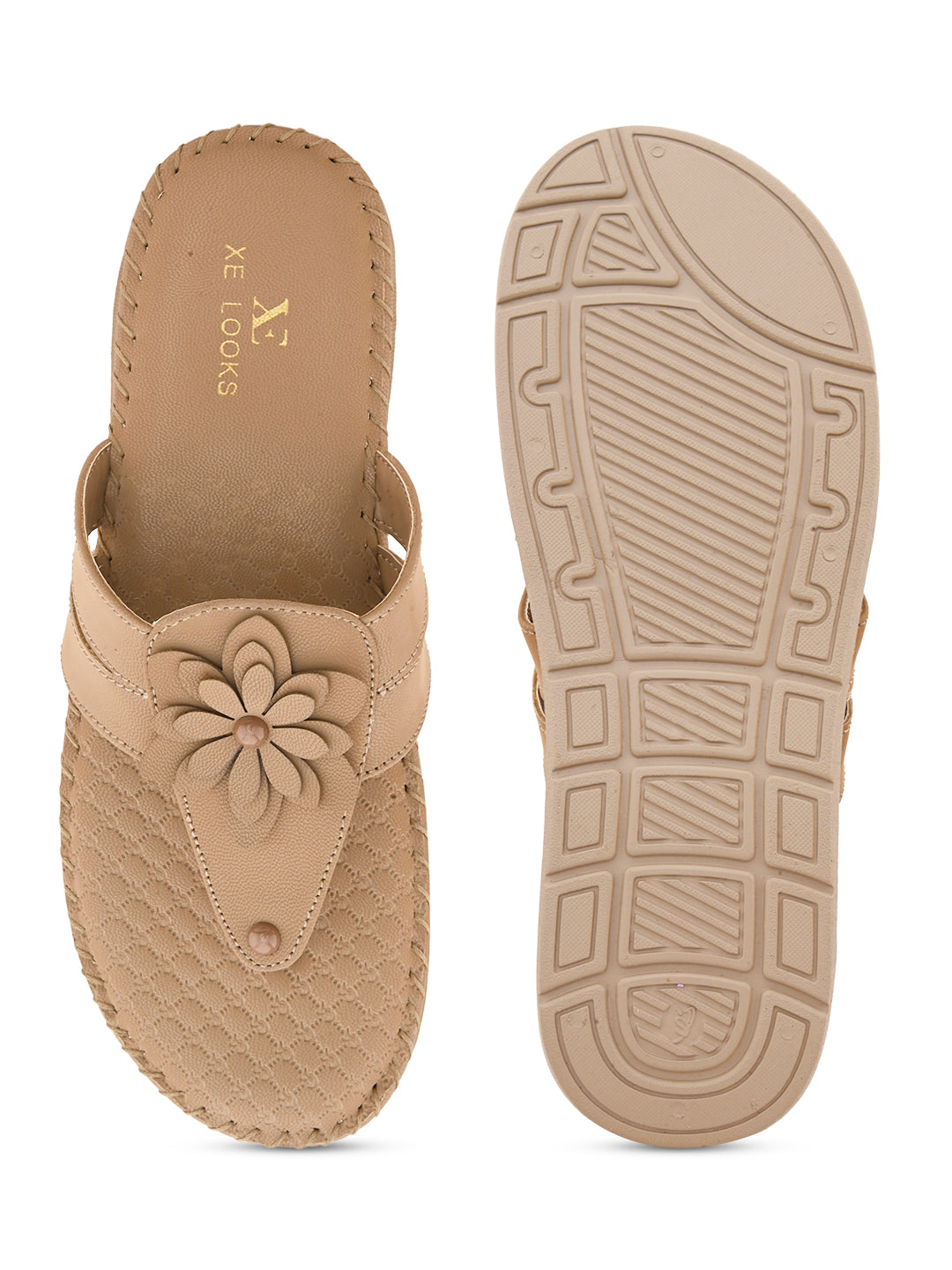 Orthopedic Flat Slippers - Flower Embellishment Flats