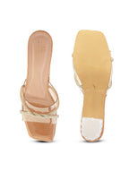 Transparent Straps Rhinestone Embellished Upper Glossy Block Heels