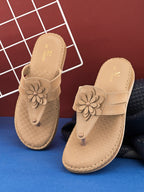 Orthopedic Flat Slippers - Flower Embellishment Flats