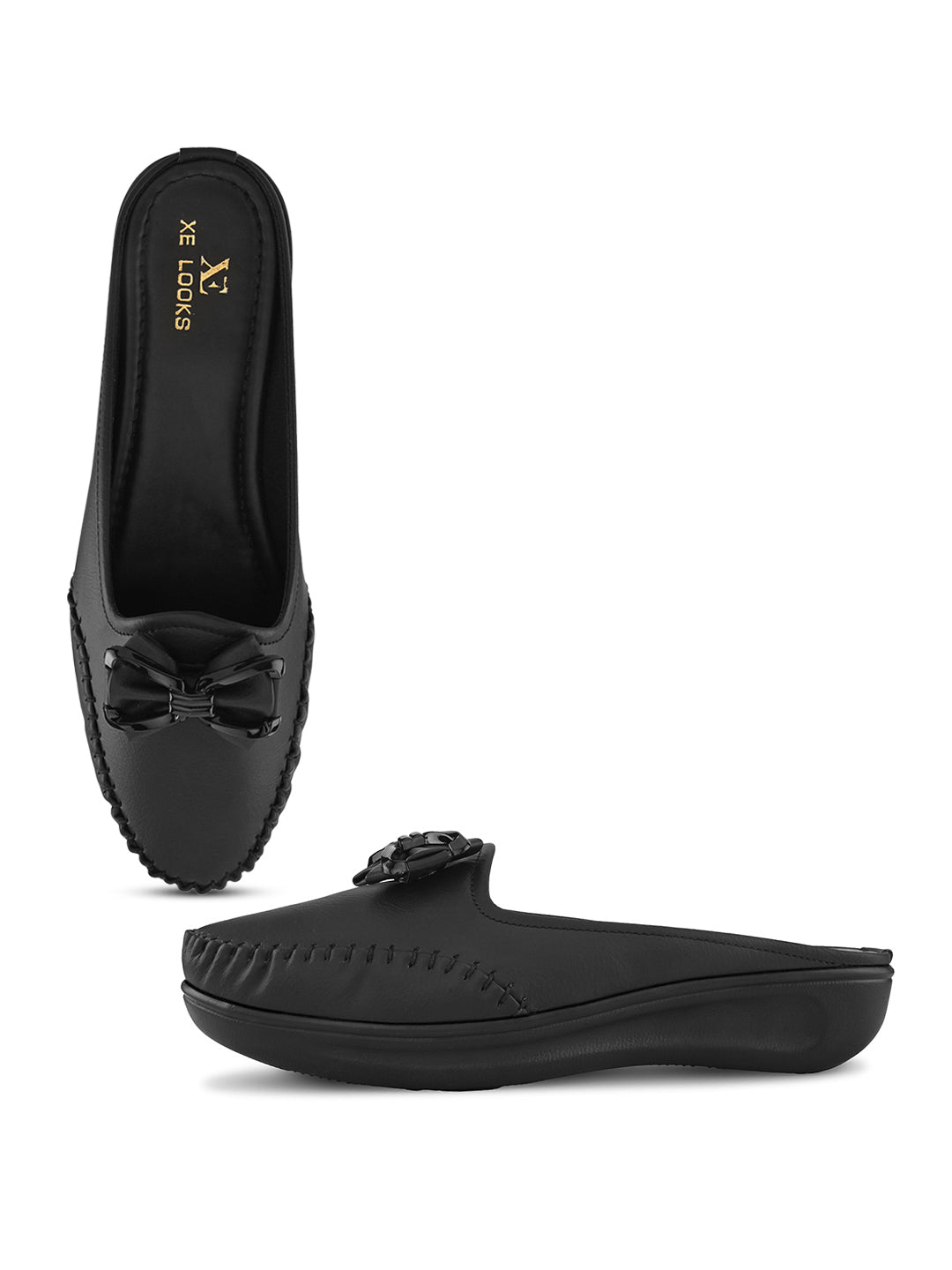 Stylish Slip-On Bow Mule Loafers