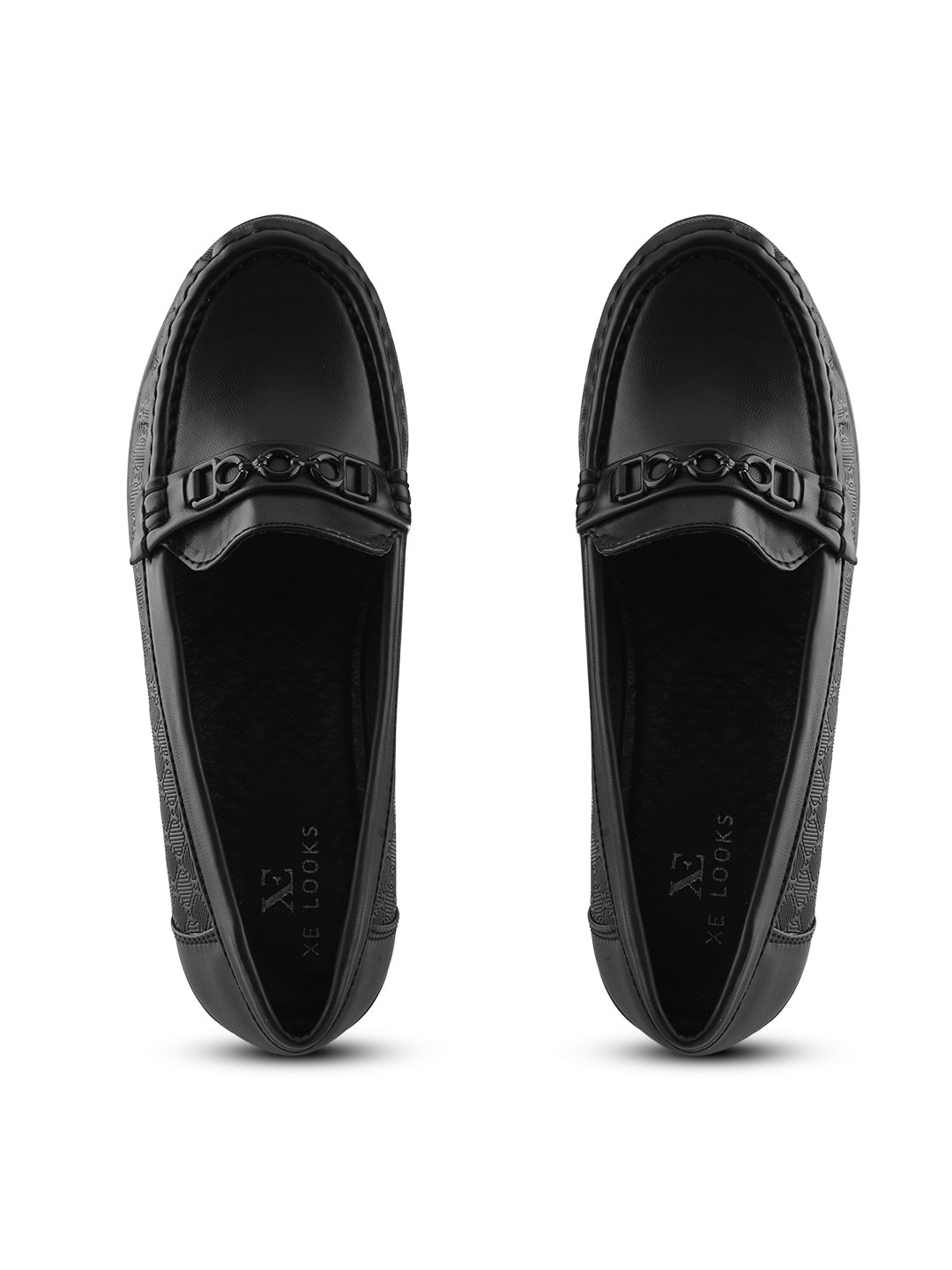 Textured Upper Accent Chunky Platform Block Heel Loafers
