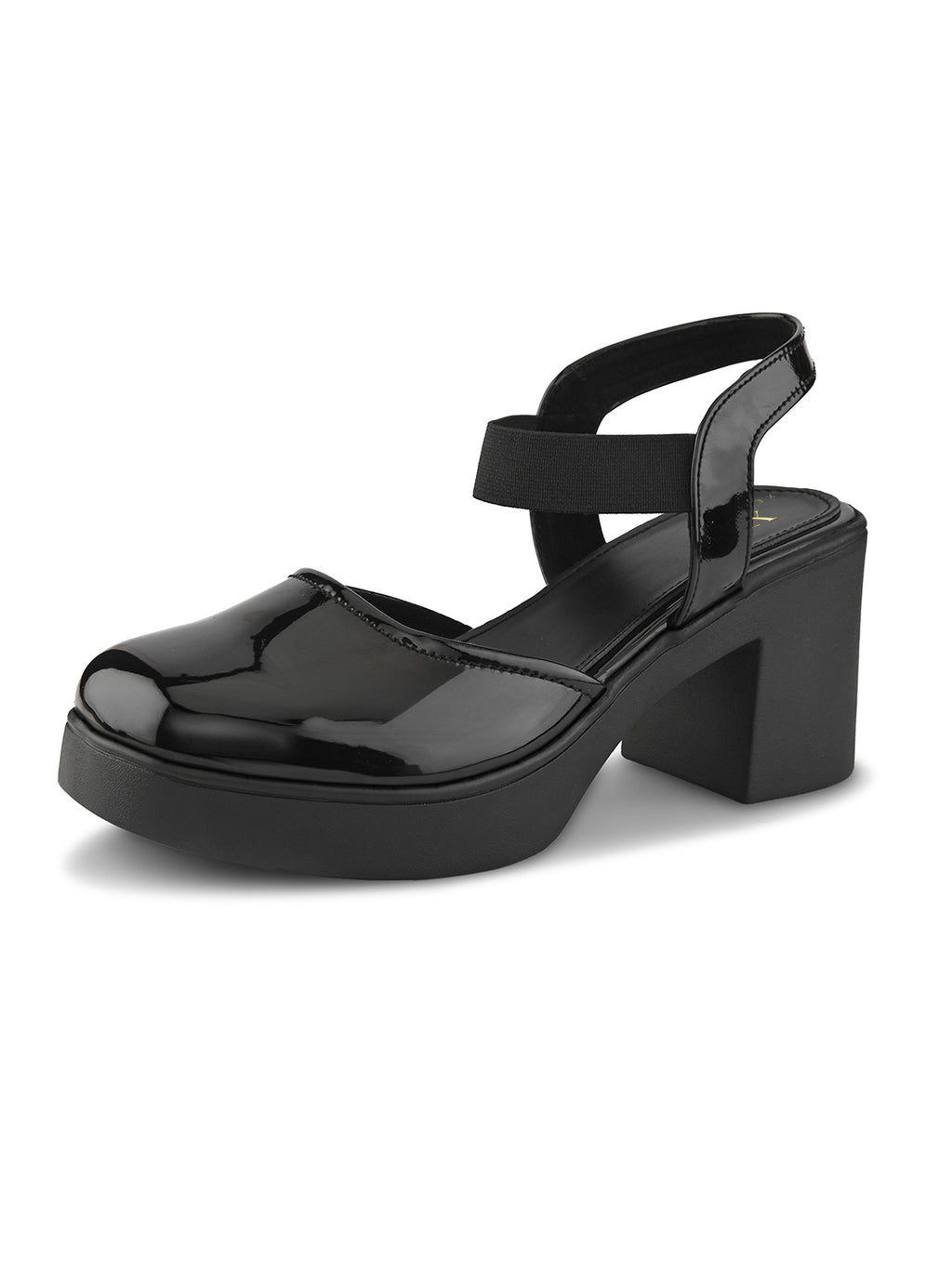 Classic Patent Block Heel Pumps with Backstrap Soft Cushioned Formal Shoes