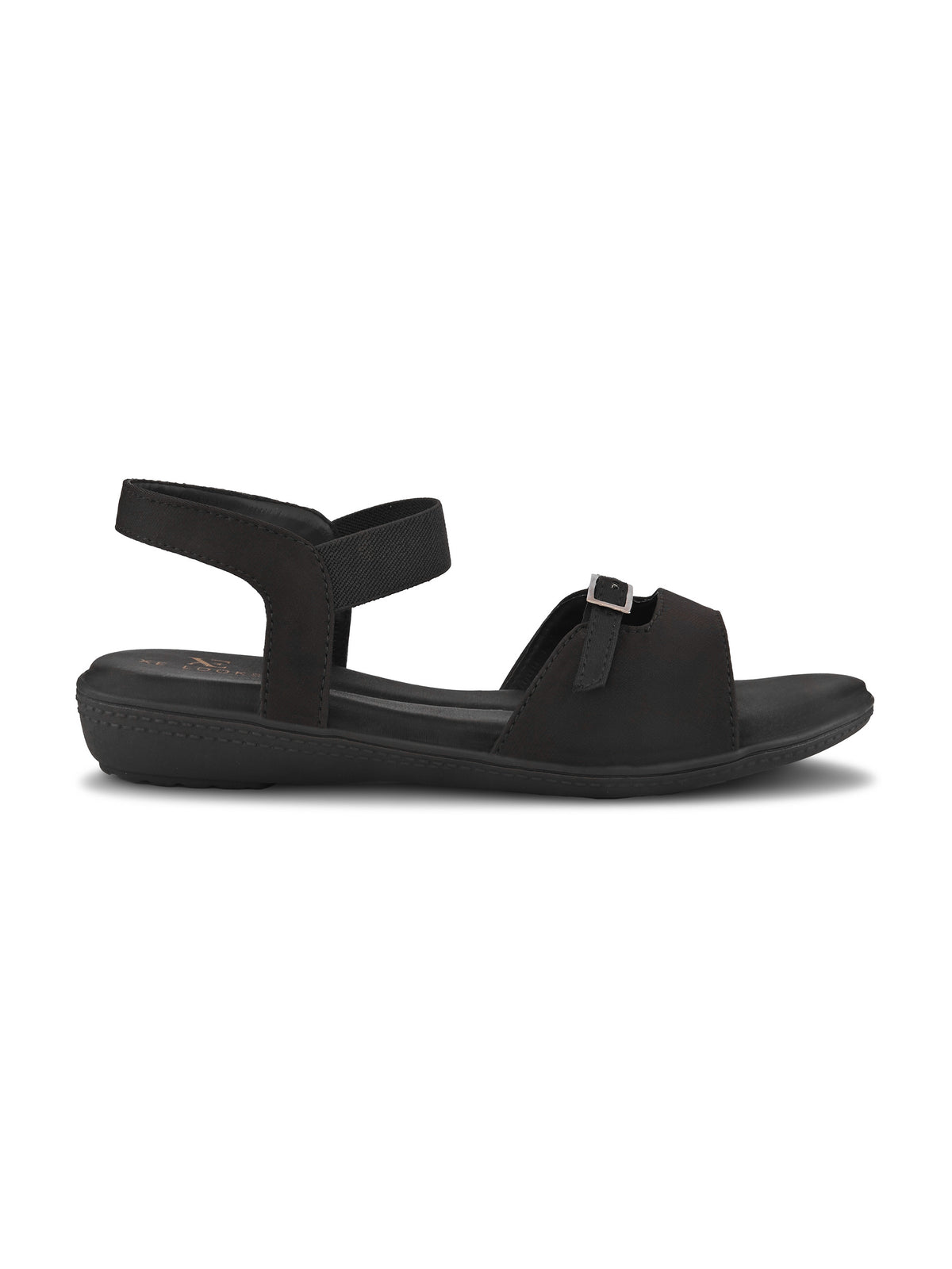 Comfort Cushion Buckle Accent Elastic Strap Open Toe Sandals