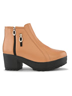 DUAL ZIP CHUNKY BLOCK HEEL PLATFORM ANKLE BOOTS