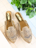 Embroidered Floral Cut-Out Design Mules