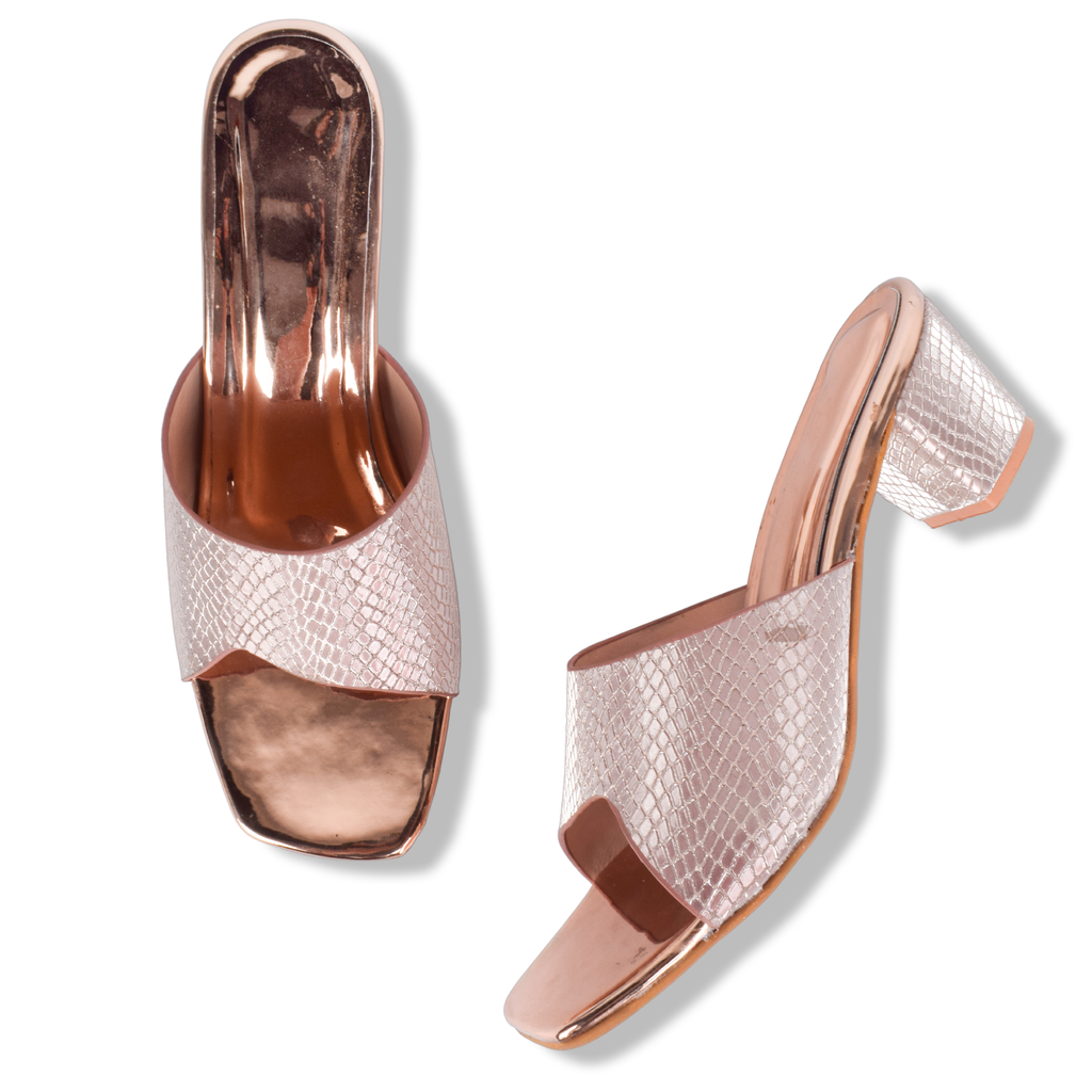 Sophisticated & Glamorous Textured Block Heels Slippers