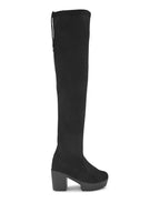Stretch-Fit Over-the-Knee Platform Block Heel Boots