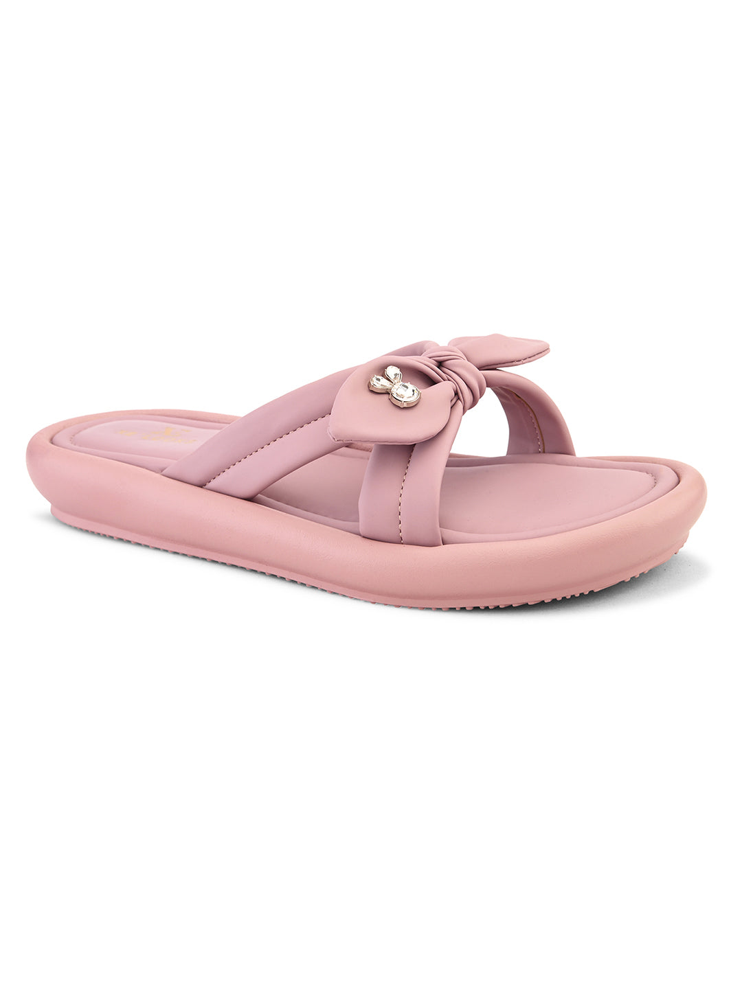 Bow Detail Embellished Accent Slip-On Flats