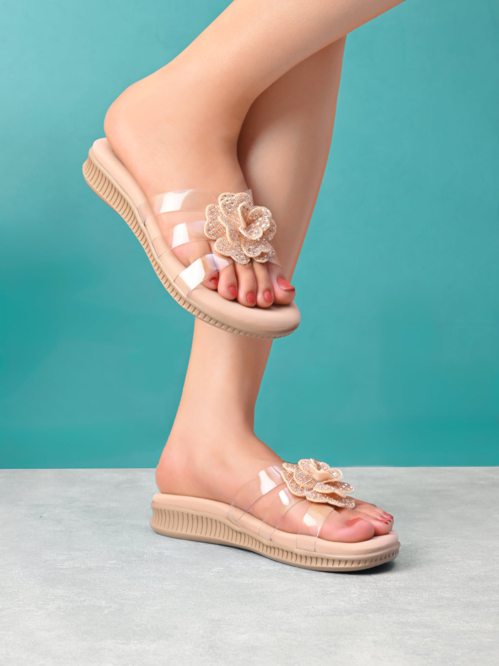 Crystal Rose Transparent Comfort Cushion Slides