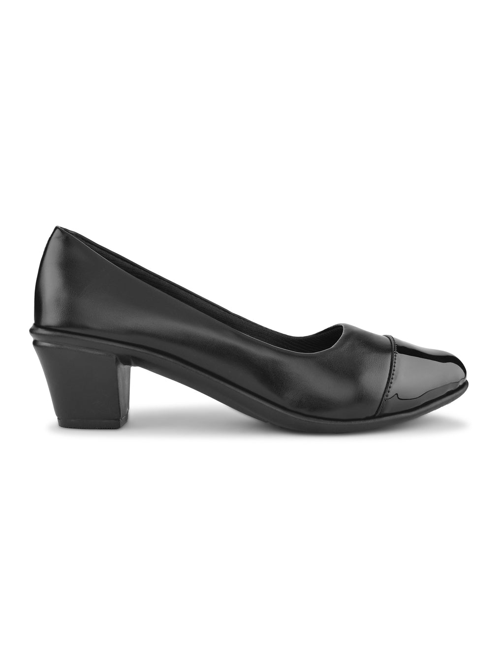 Glossy Cap Toe Slip-On Pumps