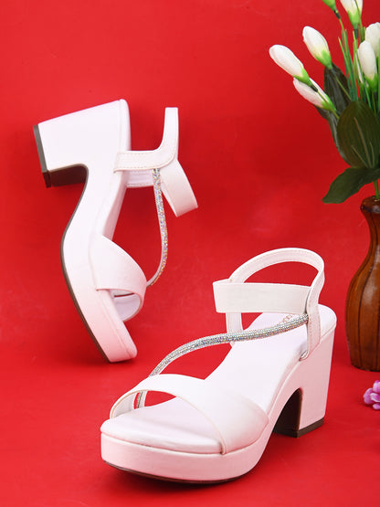 Comfortable Fancy & Charm Block Heel Sandal With Ankle Strap