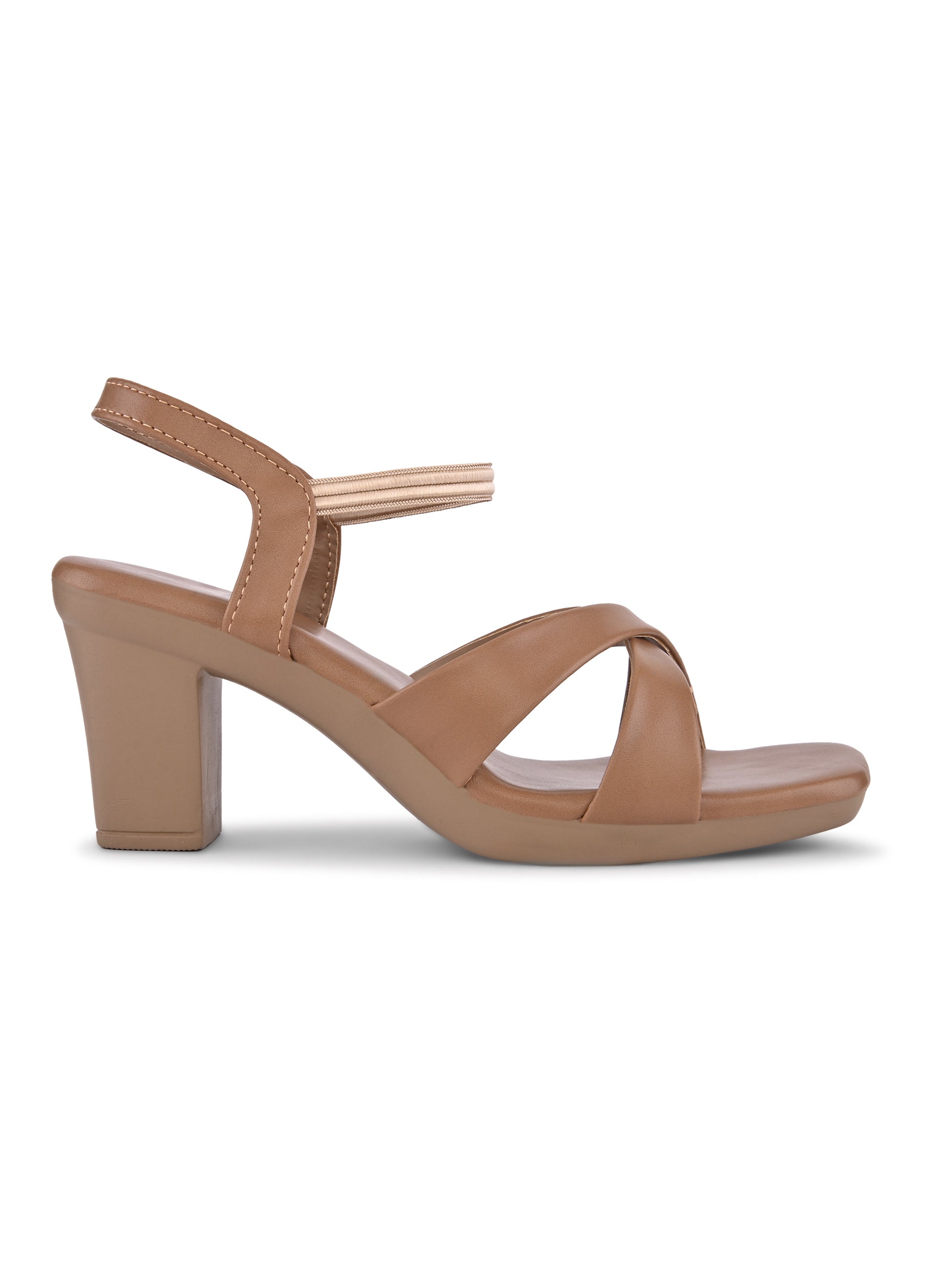CROSS-STRAP ANKLE SUPPORT COMFORT BLOCK HEEL SANDALS