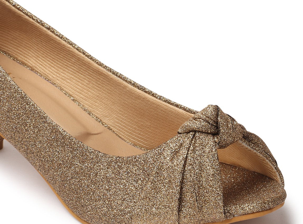 Graceful & Shiny Pencil Heel Peep Toes Ballerinas With Short Heels