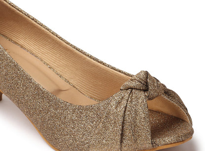Graceful & Shiny Pencil Heel Peep Toes Ballerinas With Short Heels