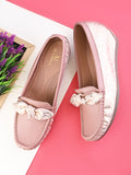 Elegant Bow with Snake-Print Loafers