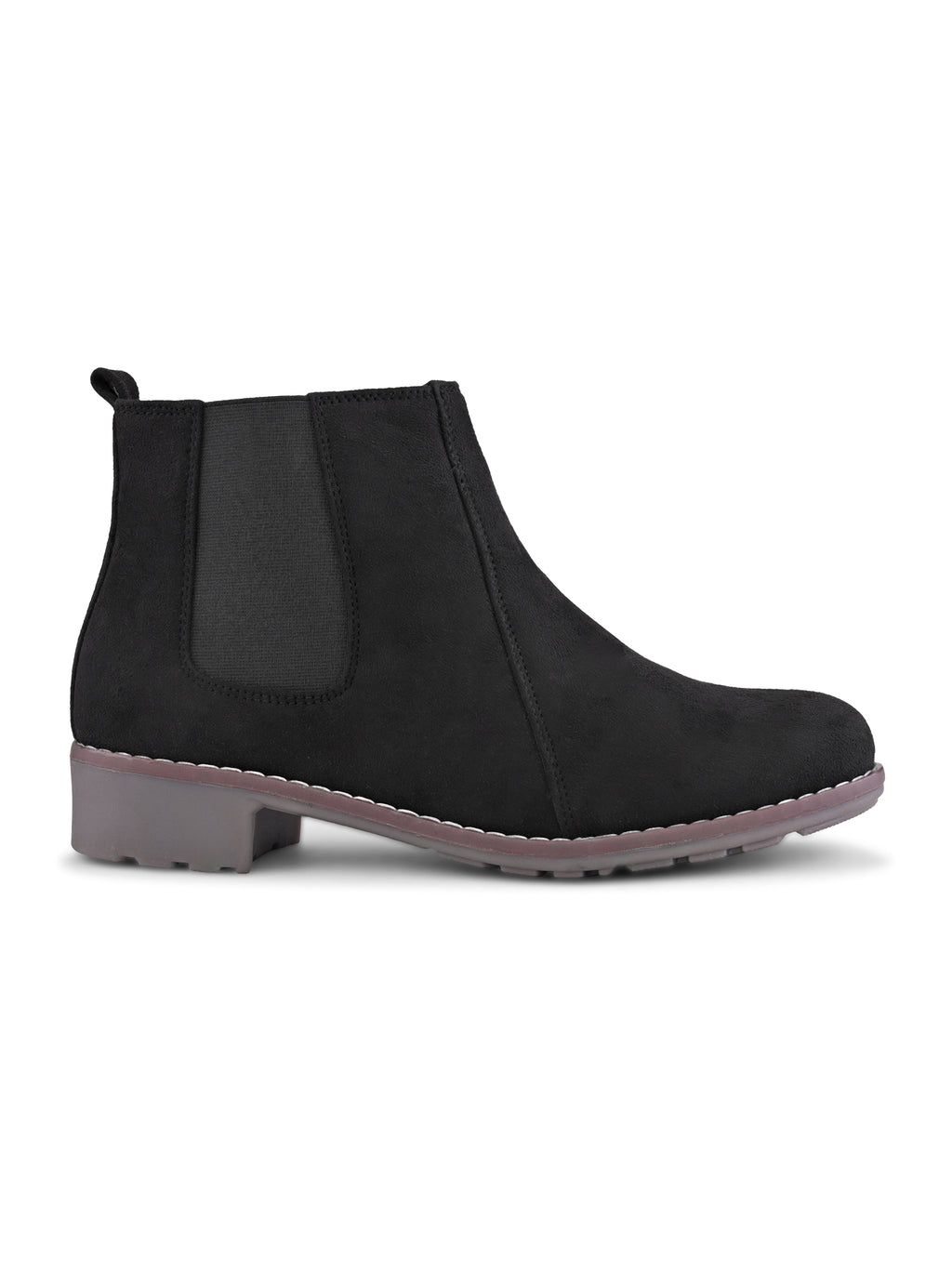 Side Elastic Cushioned Low Block Heel Ankle Boots