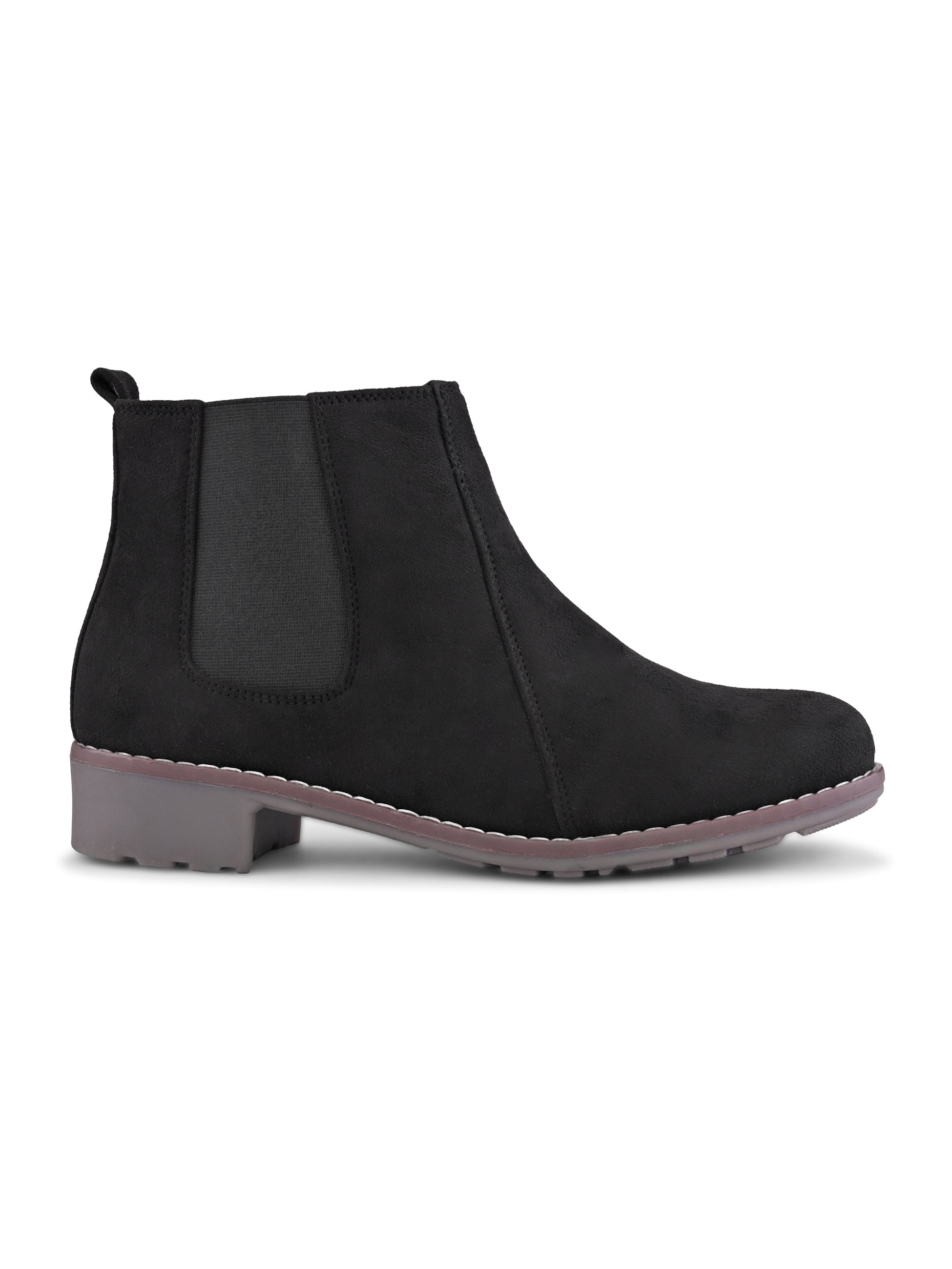 Side Elastic Cushioned Low Block Heel Ankle Boots