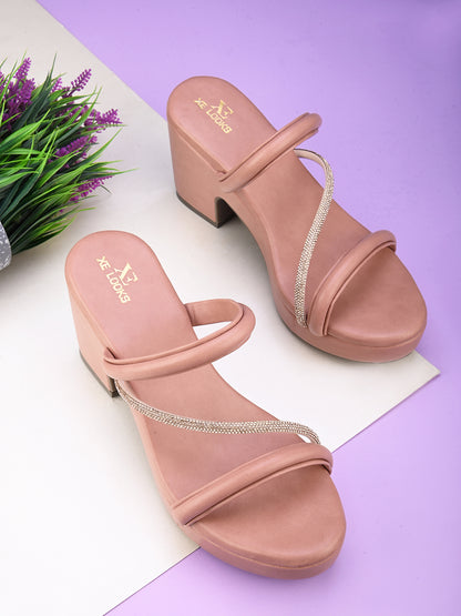 Trendy , Stylish & Fancy Block Heel Sandals With Ankle Strap