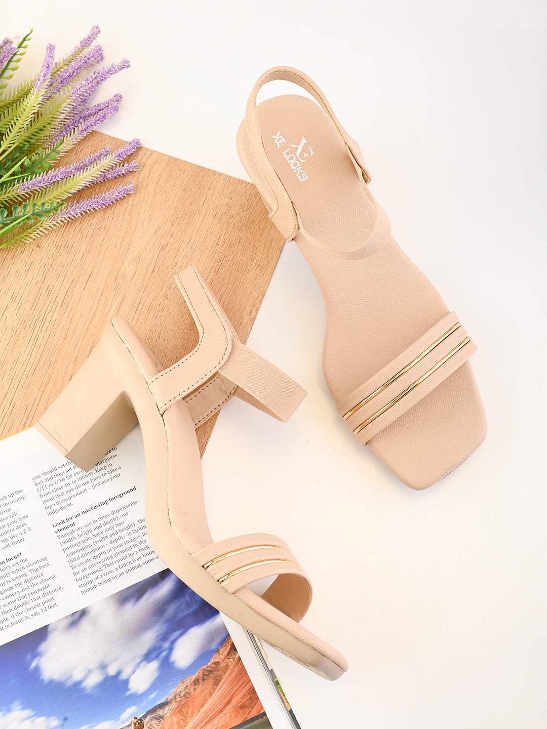 Elegant  Striped Strap Block heel sandal