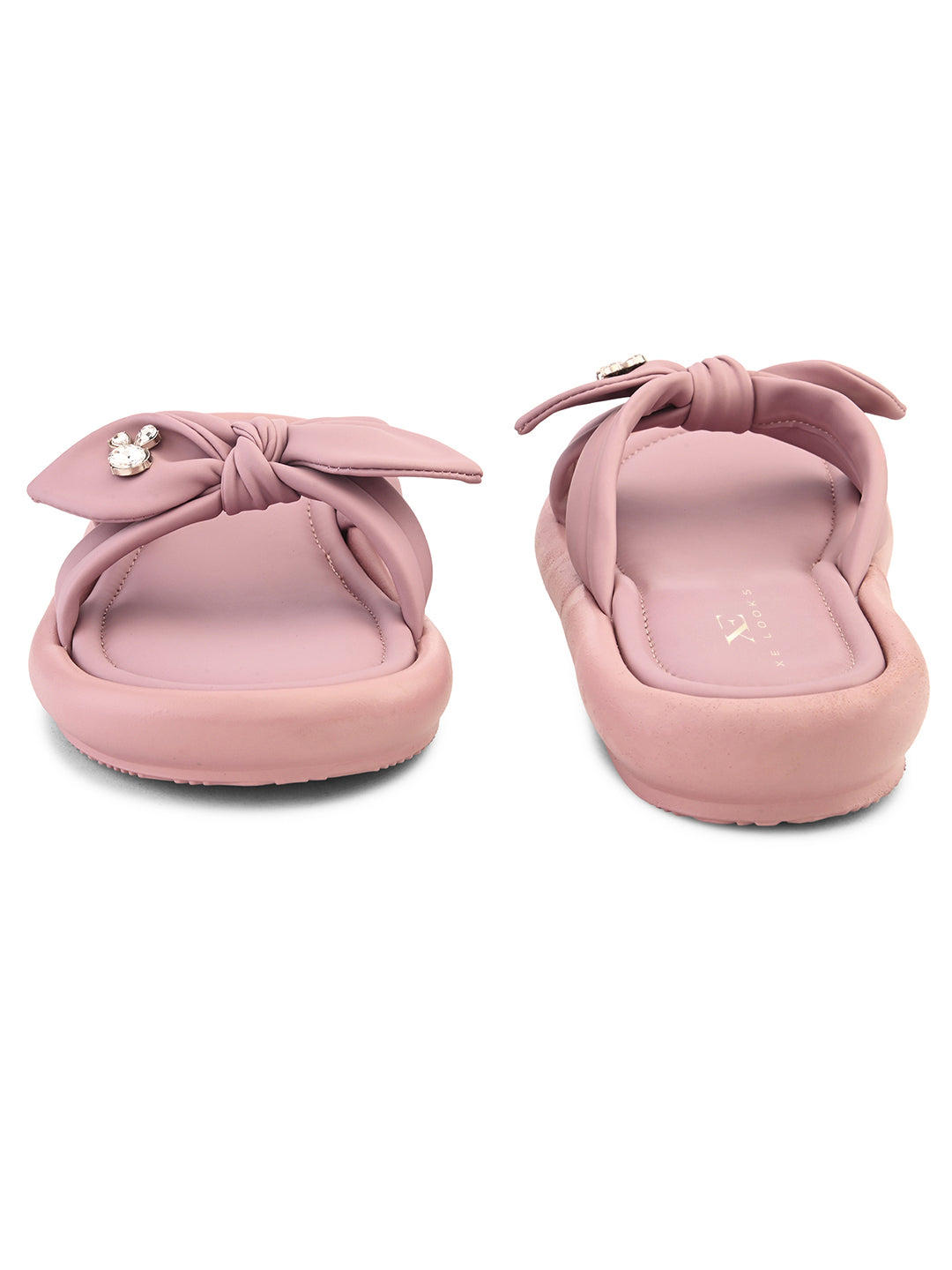 Bow Detail Embellished Accent Slip-On Flats