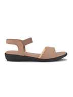 Cushioned Metallic Accent Elastic Strap Open Toe Sandals