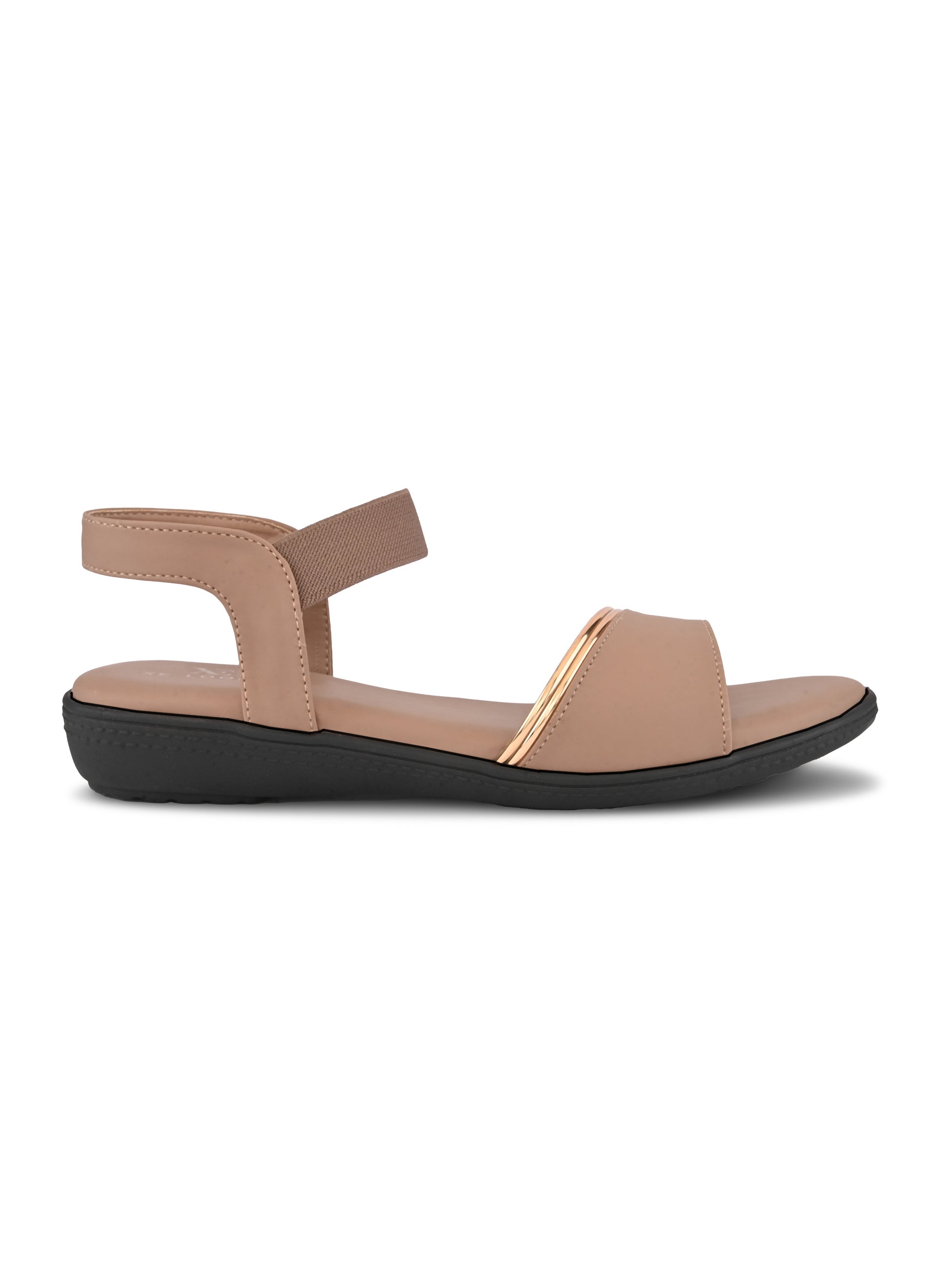 Cushioned Metallic Accent Elastic Strap Open Toe Sandals