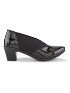 Elasticated Panel Glossy Finish Slip-On Pumps