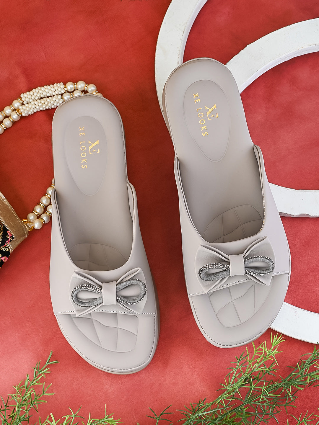 Sparkling bow embellishment Platform Slipper