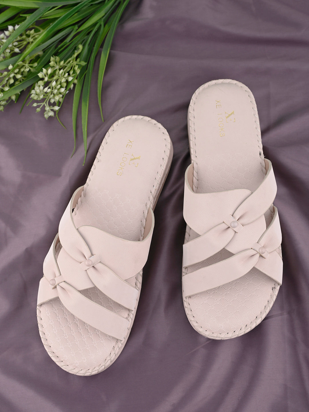 Cross-Strap with Cushioned doctor Sole Flat Slippers
