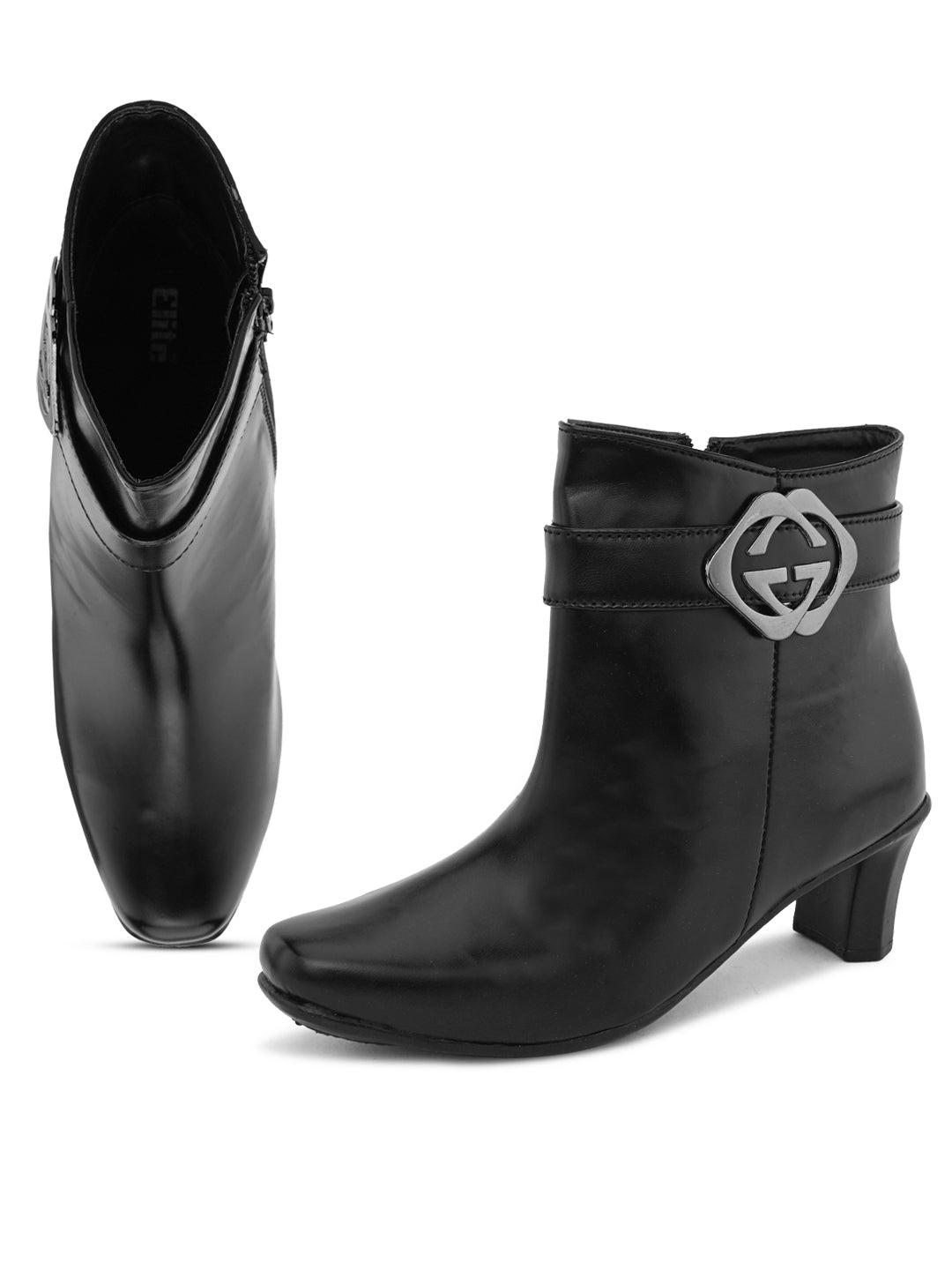 Soft & Trendy Ankle-Length Zipper Black Boots