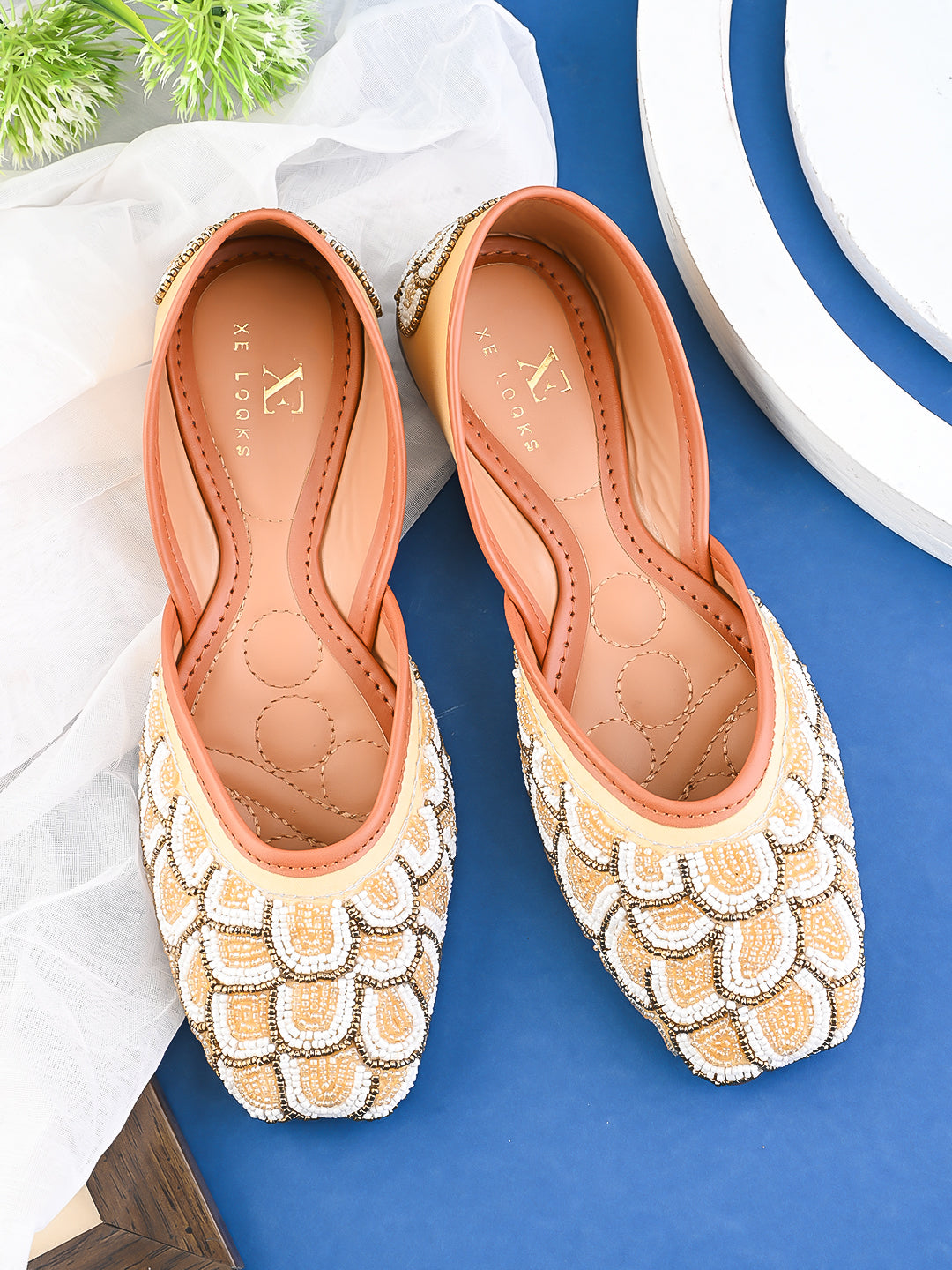 Ethnic Pearl & Bead Handcrafted Punjabi Juttis